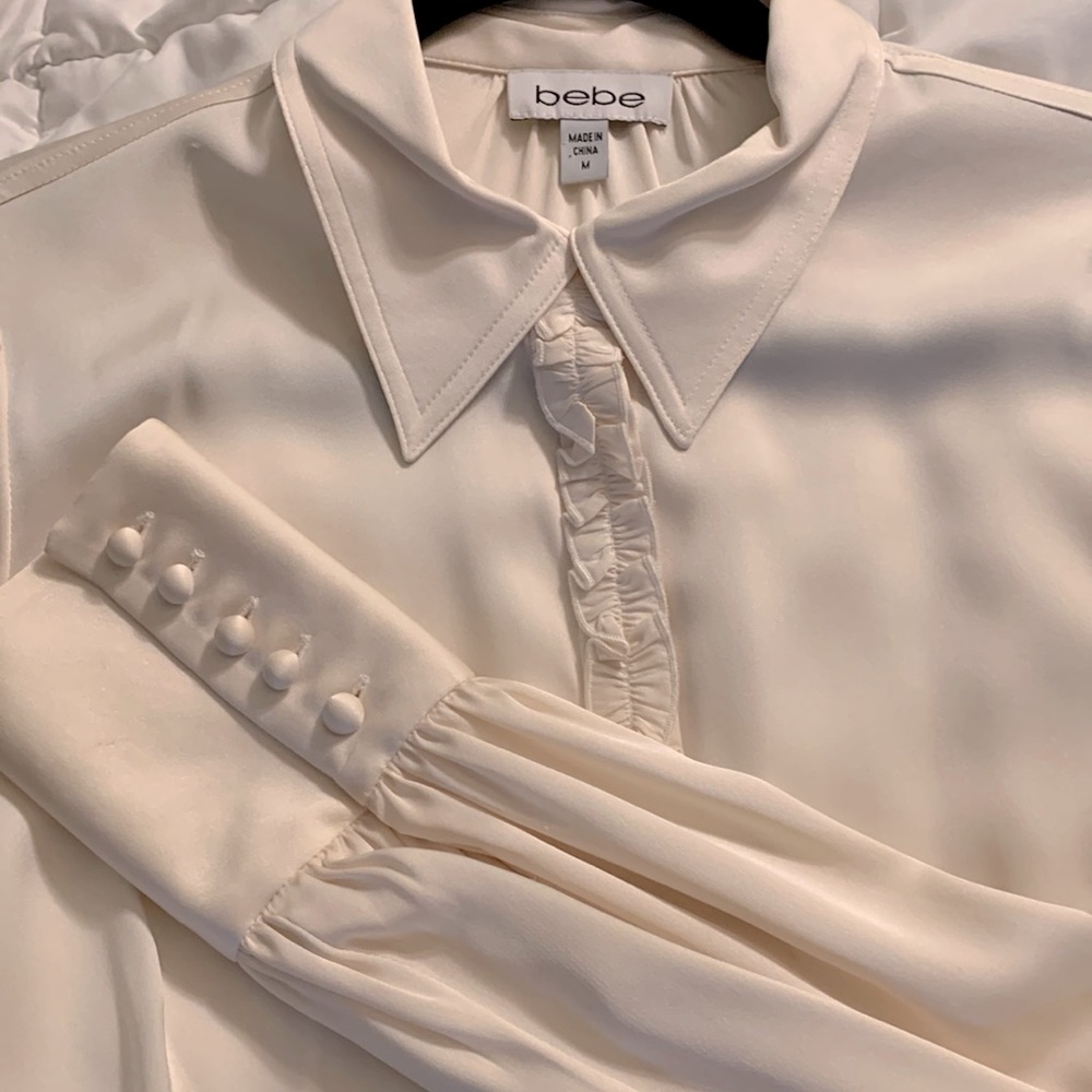 Bebe ivory silk blouse, size Med